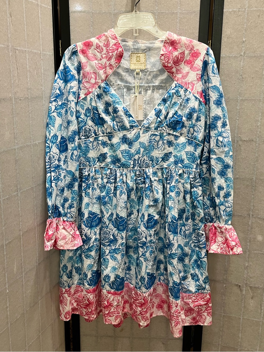 SIMPLY SOUTHERN LONG SLEEVE FLORAL MINI DRESS WOMEN SIZE S